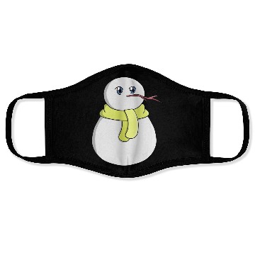 Discover Snowman wearing a yellow scarf Face Masks
