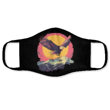 Discover Eagle Flying Over Mountains Retro Art Face Masks
