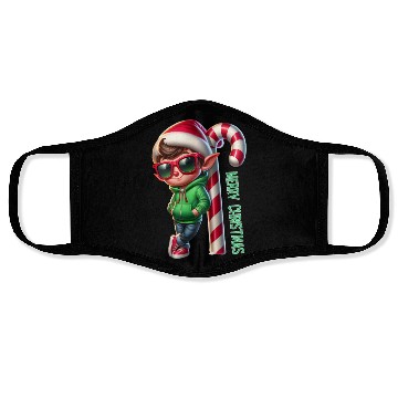 Discover Merry Christmas Cool Elf with Candy Cane Vibes Face Masks