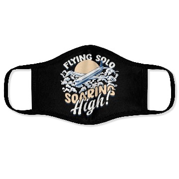 Discover First Solo Flight Pilot Flying Solo Soaring High Face Masks