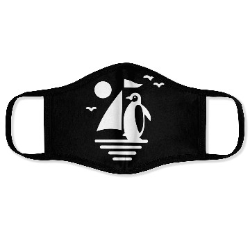 Discover Penguin Sailboat Silhouette Minimalist Face Masks