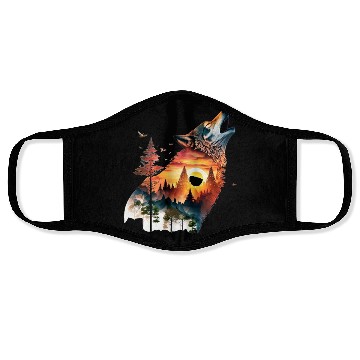 Discover Vintage Wolf Moon Graphic Face Masks – Retro 90s