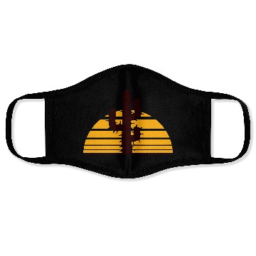 Discover Prickly Cactus Sunset Shadow Cool Sun Night Desert Face Masks