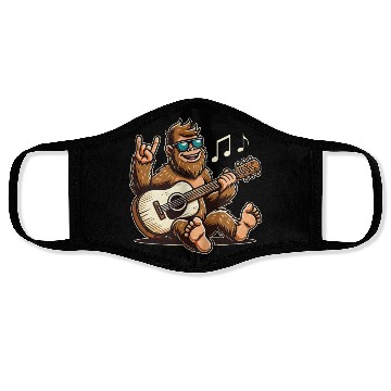 Discover Funny Bigfoot Sasquatch Singing Guitar Playing Face Masks