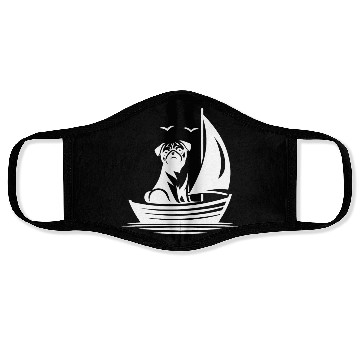 Discover Pug silhouette sailboat minimalist Face Masks