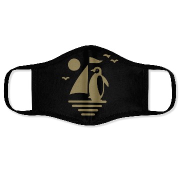 Discover Penguin Sailboat Silhouette Minimalist Face Masks