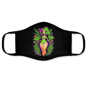 Discover Bud Goddess Marijuana Babe Cartoon Face Masks