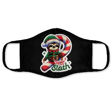 Discover Adorable sloth dressed as an elf Face Masks