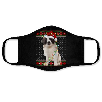 Discover Saint Bernard Dog Ugly Christmas Lights Face Masks