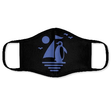 Discover Penguin Sailboat Silhouette Minimalist Face Masks