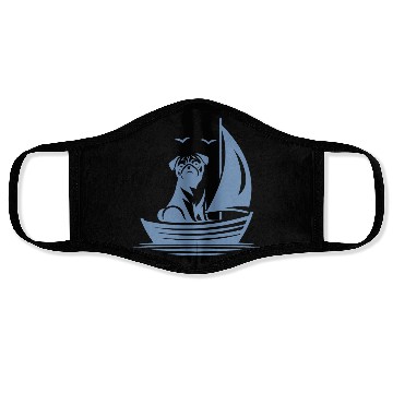 Discover Pug silhouette sailboat minimalist Face Masks