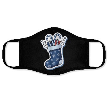 Discover Christmas Stocking Candy Canes Blue And White Face Masks