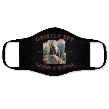 Discover Grizzly 399 1996 - 2024, Queen of the Tetons Face Masks