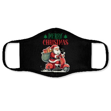 Discover Santa Riding Scooter Merry Christmas Face Masks
