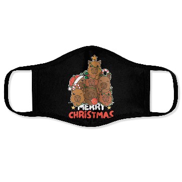 Discover Capybara Christmas Tree Merry Christmas Face Masks
