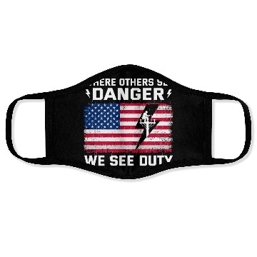 Discover American Flag Lineman Duty Danger Face Masks