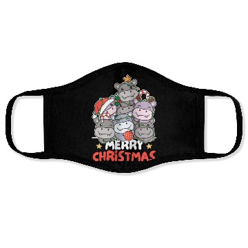 Discover Hippo Christmas Tree Merry Christmas Face Masks