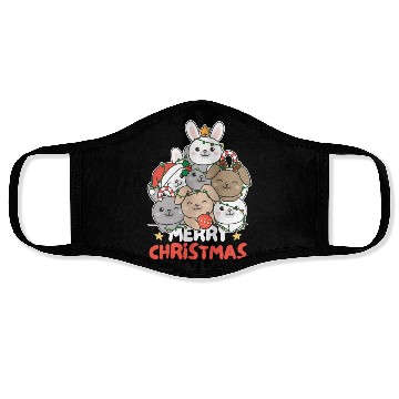 Discover Bunny Christmas Tree Merry Christmas Face Masks