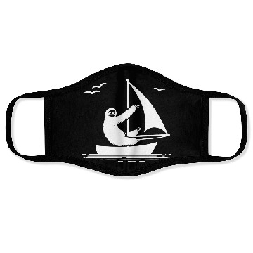 Discover Sloth Sailboat Sailing Minimalist Silhouette Face Masks