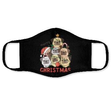 Discover Pug Christmas Tree Merry Christmas Face Masks