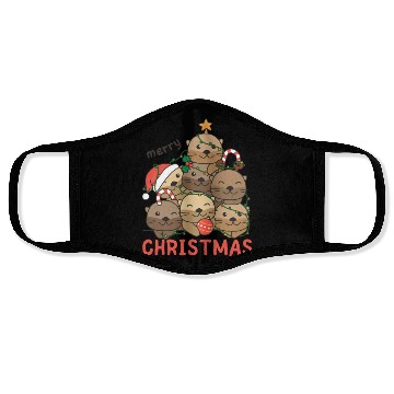 Discover Otter Christmas Tree Merry Christmas Face Masks