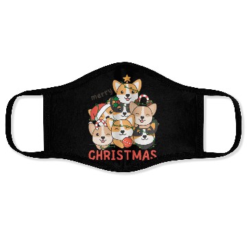 Discover Corgi Christmas Tree Merry Christmas Face Masks