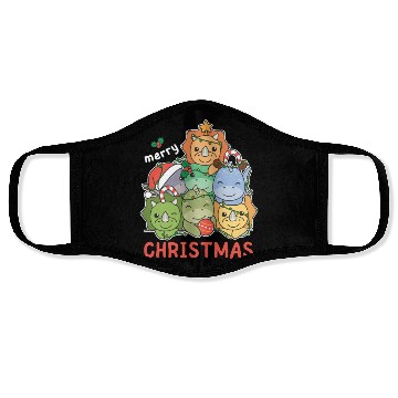 Discover Dinosaur Christmas Tree Merry Christmas Face Masks
