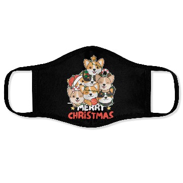 Discover Corgi Christmas Tree Merry Christmas Face Masks
