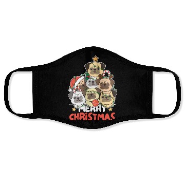 Discover Pug Christmas Tree Merry Christmas Face Masks