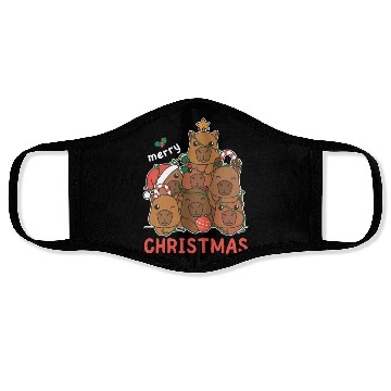Discover Capybara Christmas Tree Merry Christmas Face Masks