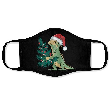 Discover Christmas Tree Santa Iguana Face Masks