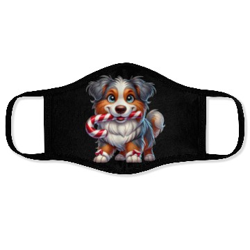 Discover Cute Christmas Dog Australian Shepherd Face Masks
