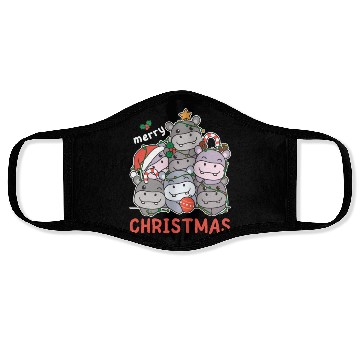Discover Hippo Christmas Tree Merry Christmas Face Masks