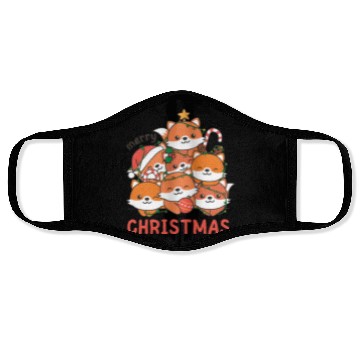 Discover Fox Christmas Tree Merry Christmas Face Masks
