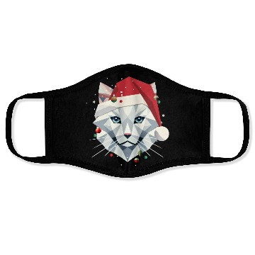 Discover Christmas cat as Santa in modern style Face Masks