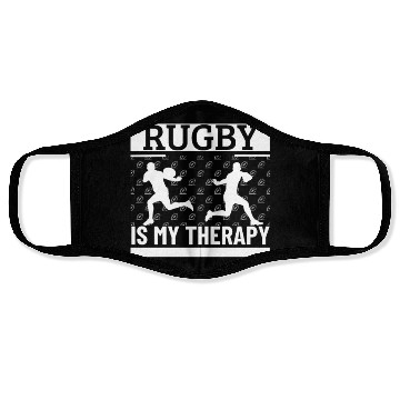 Discover Rugby Is My Therapy Funny Rugby Player Face Masks