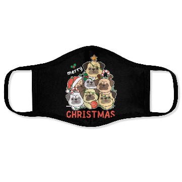 Discover Pug Christmas Tree Merry Christmas Face Masks