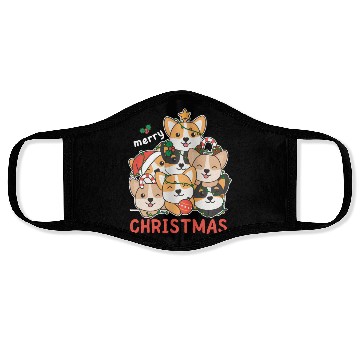 Discover Corgi Christmas Tree Merry Christmas Face Masks