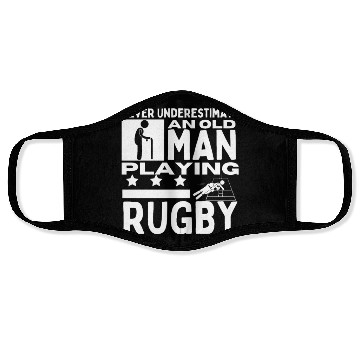 Discover Rugby Never Underestimate An Old Man Playing Rugby Face Masks