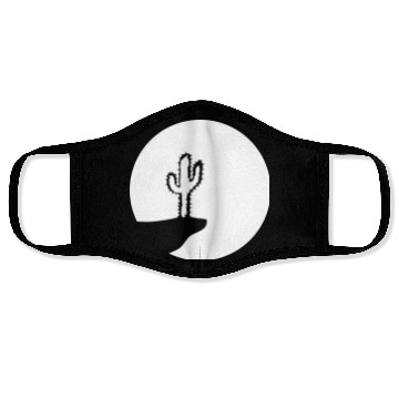 Discover Cactus Moon Evening Mountain Cliff Night Round Sun Face Masks