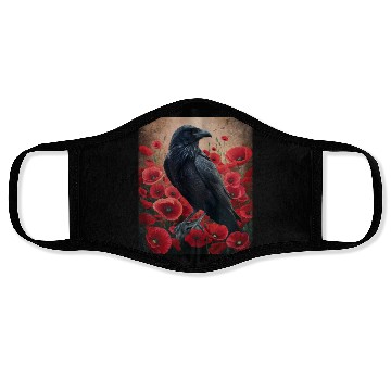 Discover Raven Red Poppies Gothic Nature Art natural Face Masks