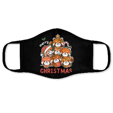 Discover Red Panda Christmas Tree Merry Christmas Face Masks