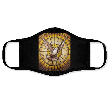 Discover Stained Glass Dove in Flight - Peace & Spiritualit Face Masks