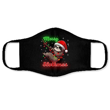 Discover Merry Slothmas Sloth In Santa Hat Christmas Face Masks