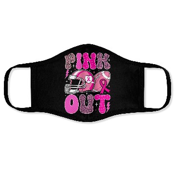 Discover Pink Out Breast Cancer Football Mom Girls Women Face Masks