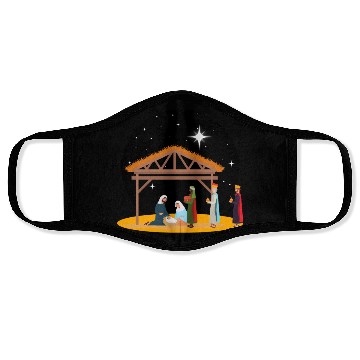Discover Christmas Holiday Manger Nativity Scene Face Masks