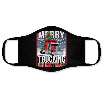 Discover Merry Trucking Christmas Festive Semi-Truck Card Face Masks