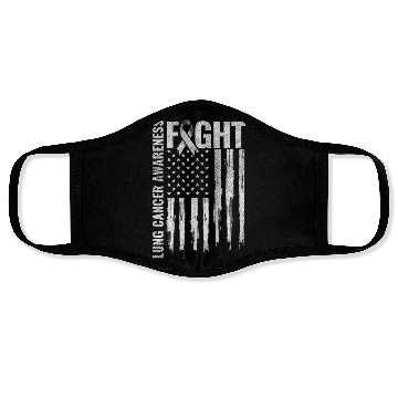 Discover Lung Cancer Awareness White Ribbon Fight USA Flag Face Masks