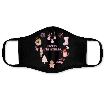 Discover Merry Chrismtas Cute Pink Snowflake Face Masks