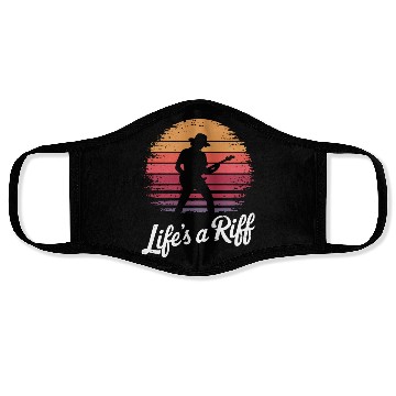 Discover Guitar Player Life's a Riff Sunset Vibe Face Masks